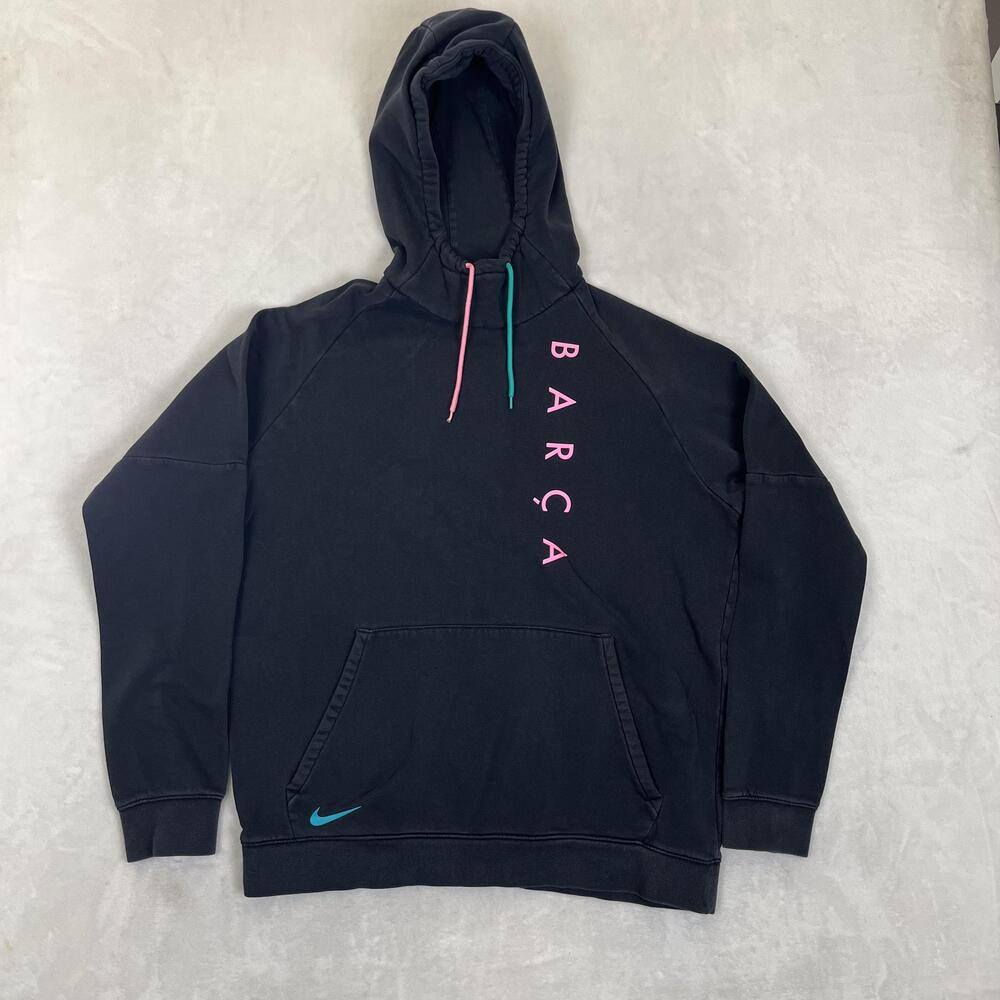 Nike Barca FC Barcelona Hoodie Sweatshirt Mens Large Black Soccer Football